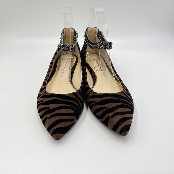 NEW Jessica Simpson Womens Size 6.5 Metal Ankle Chain Tiger Ballet Flats Shoes - Picture 3 of 12
